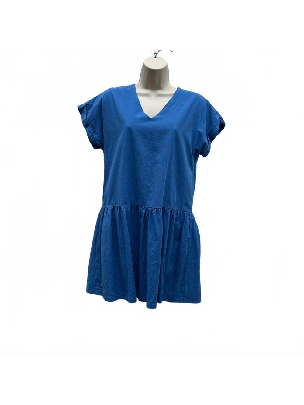 PINCH Short Sleeve Kentucky Blue Tiered Dress with Pockets | Size XS